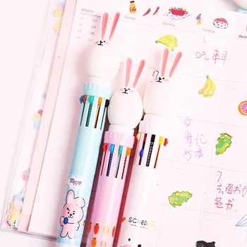 

Multi colors marker 0.5mm Cute Cartoon Rabbit 10 color ballpoint pen highlighter Stationery Office accessories school supplies