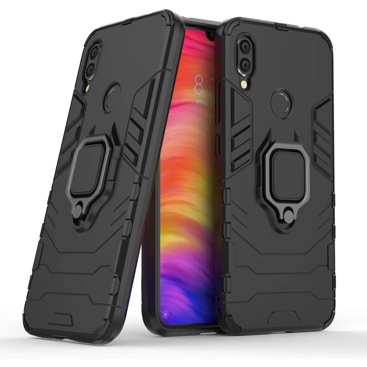 

Armor Case For XiaoMi RedMi Note 7 6 Pro 5 Plus K20 7A Mi A3 Lite A2 9 8 Cover Stand Magnetic Car Holder Ring TPU + PC Hard Caso