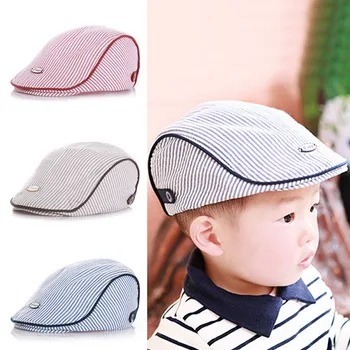 

Stripe Beret Cap Cute Baby Kids Infant Boy GirlPeaked Baseball Hat Casquette gai