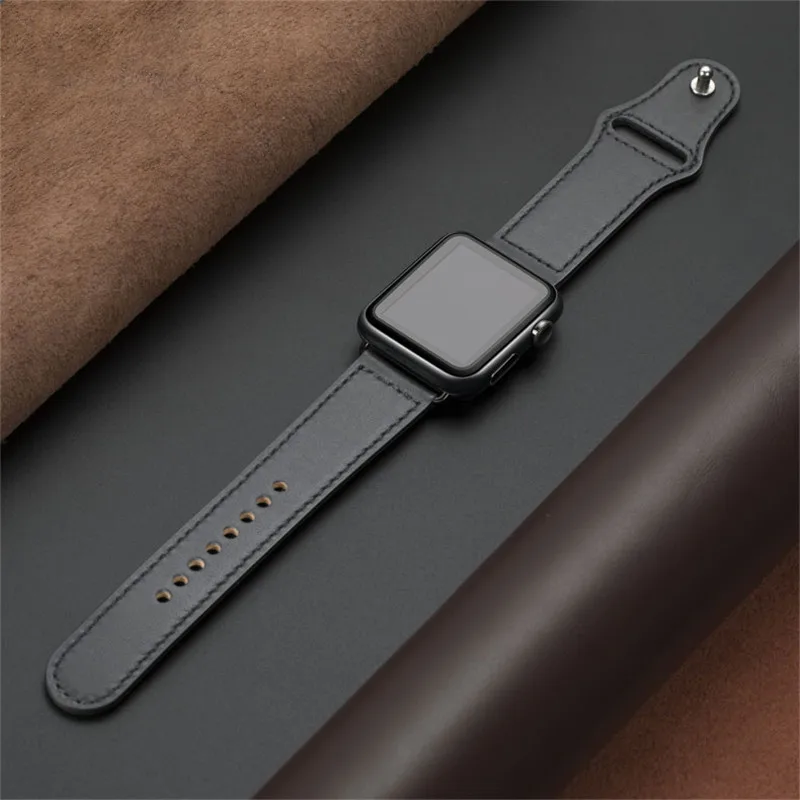 Натуральная кожа петля ремешок для наручных часов Apple Watch, ремешок 42 мм 44 мм Apple Watch 4 5 38 мм 40 мм, для iWatch, версия 3, 2, 1 ремешок сменный Браслет