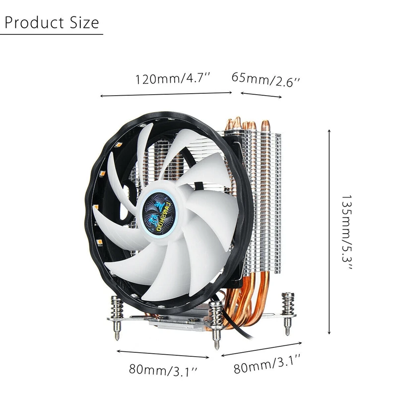 Процессорный кулер 6 тепловым стержнем heat pipe 120Mm вентилятор RGB для Lga 775/1150/1151/1155/1156/1366 Au