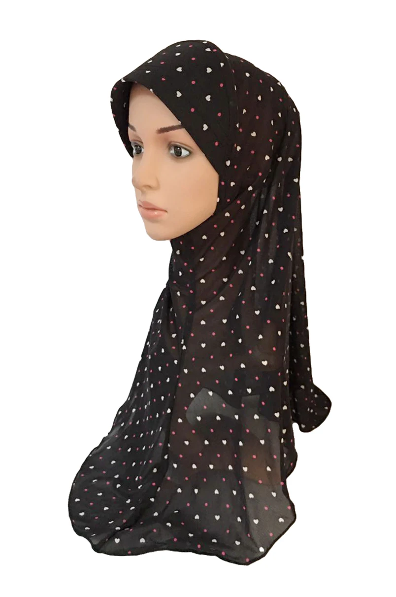 Мусульманский женский хиджаб цветочный шарф цельная шаль мусульманская Амира Арабская шапка обертывание шапки Рамадан тюрбан головной убор полное покрытие банданы Новинка - Цвет: Black Pink