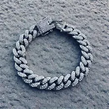 AAA Bling, кубинская цепочка в стиле Майями, мужские браслеты, стразы, циркон, проложили, золотые, серебряные браслеты для мужчин, ювелирные изделия в стиле хип-хоп