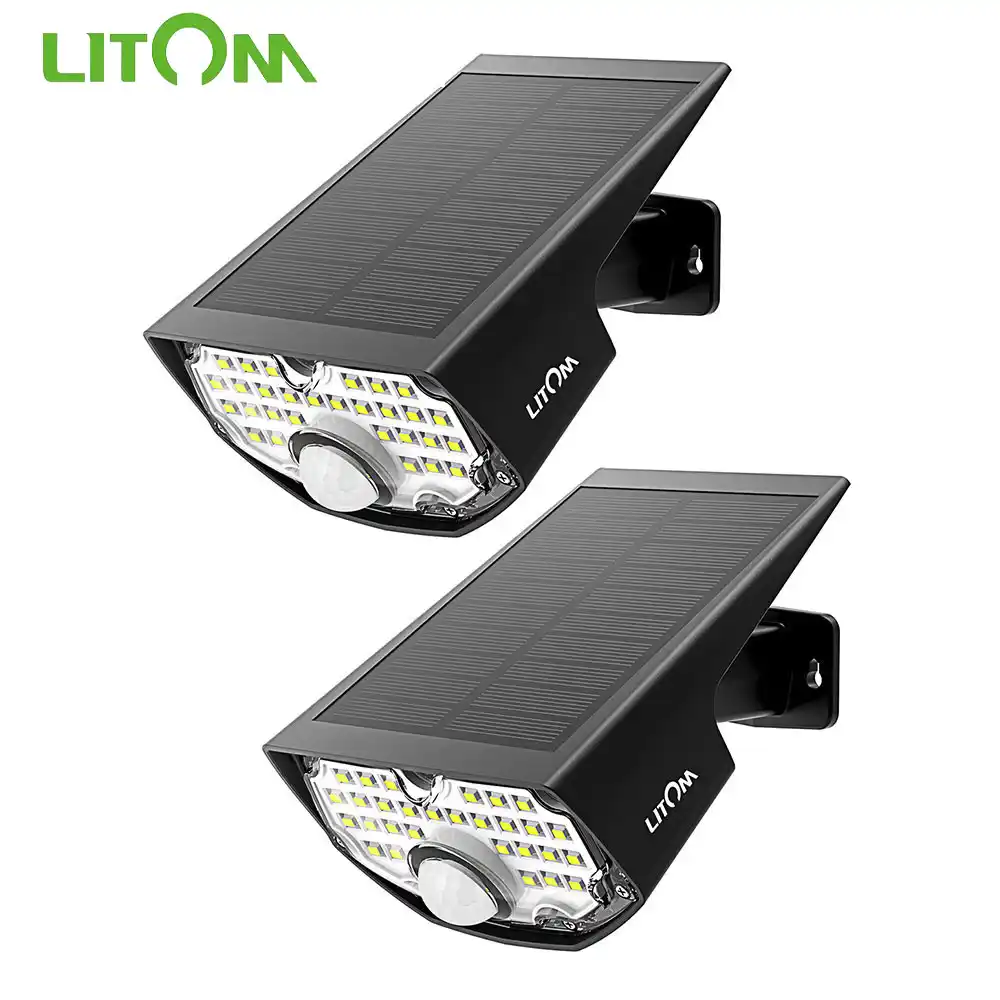 2 Pack Litom Cd200 Solar Lights Outdoor Motion Sensor Night Security Wall Lamp 30 Led Ip65 Waterproof Energy Saving Garden Yard Solar Lamps Aliexpress