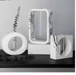 

MARBLE TEXTURE IRREGULAR GEOMETRY VASE DESKTOP DECOR CEMENT VASES HYDROPONICS FLOWER POT FLOWER INSERT NORDIC HOME DECORATION