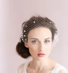 Bridal Veils Selling Est Blusher Veil With Pearls Simple Net Wedding  Formal Party Bride Hair