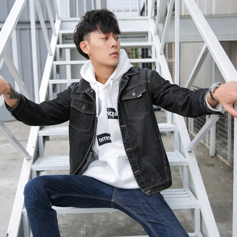 

Autumn And Winter Trend Large Size Denim Top Korean-style Fit Slim Fit Plus-sized Frayed Versatile Jeans Coat