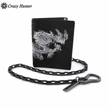 

Dragon Biker Genuine Leather Mens ID card Money Wallet With A Chain CH0730A