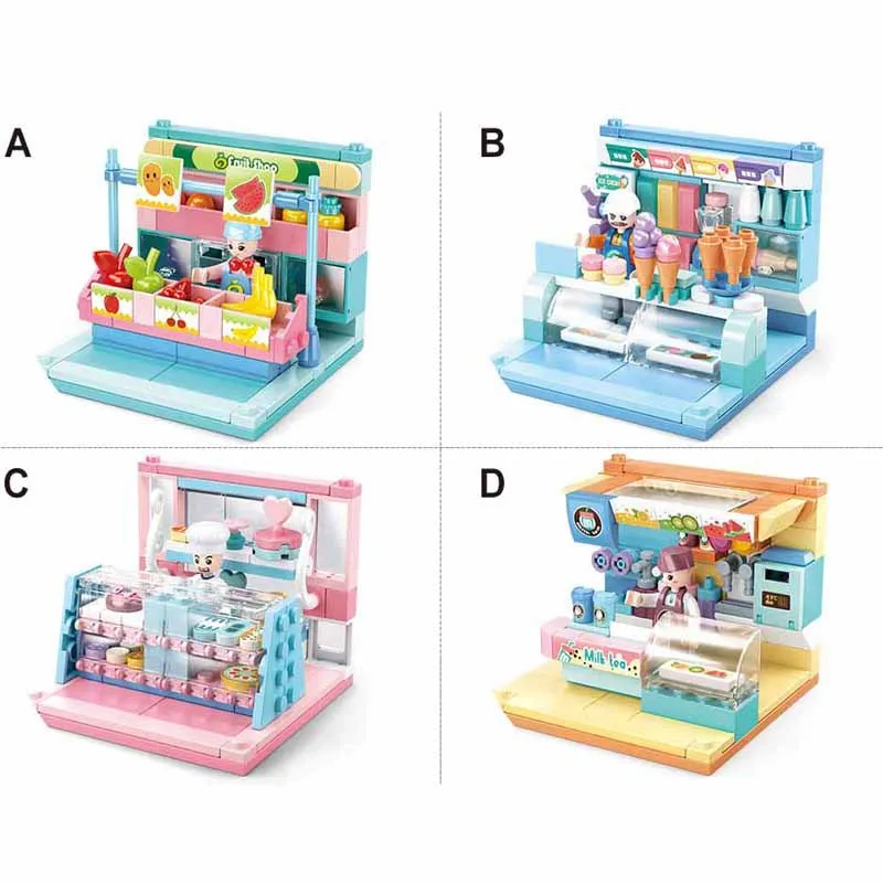 Sluban 4 In1 Pretend Play Kitchen Building Blocks Mini Mother Garden Model Kit Legoing Girl Friends Bricks Kids New Toy Gifts