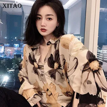 

XITAO Women Fashion New Print Pattern Blouse 2020 Spring Elegant Goddess Fan Minority Casual Style Chiffon Loose Shirt DMY3928