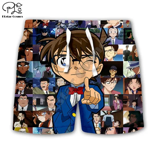 kids casual shorts Новинка, толстовка с капюшоном с 3D принтом в виде аниме «kawaii Detective Conan» для маленьких мальчиков, Толстовка/куртка/футболка, спортивный костюм для малышей, штаны для девочек - Цвет: kids casual shorts