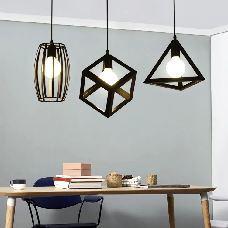 

Aile Home Lighting Lamps Black And White with Pattern Retro Art Polygon Chandelier Bar Coffee Shop Geometric Graph Small Droplig
