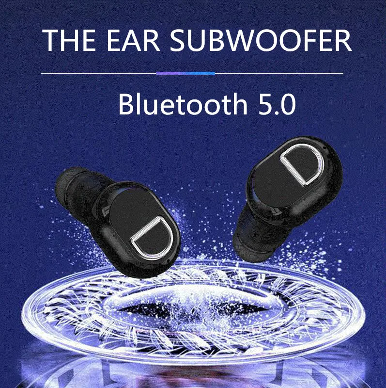 

New Mini Wireless Handsfree Bluetooth Earphone 5.0 Stereo In-ear Headset with Mic Sports Running Music Earbuds for Smartphone