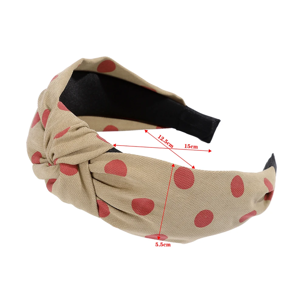 AWAYTR Dots Print Headband for Women Hair Accessories Cotton Hair Hoop Wide Head Band Knotted Center Adults Headdress Hairband