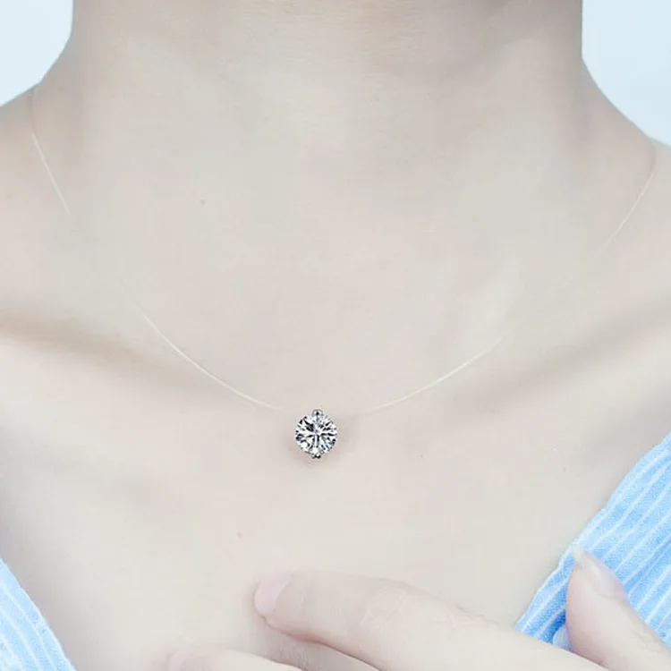 

Hot Sales New Style ren yu lei Zircon Necklace Pendant Transparent Hidden Fishing Line Crystal Choker Pendants