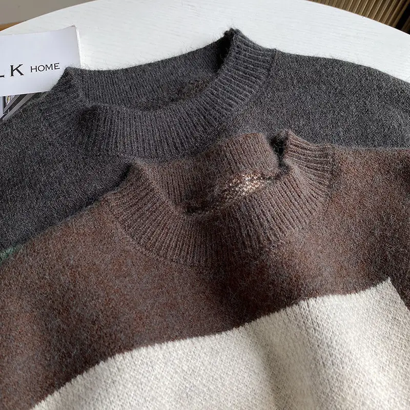 Pull style rétro en tricot à col rond | Mode Vintage