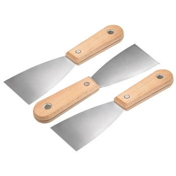 

uxcell Putty Taping Paint Scraper 2.5" Cr-V Steel Stiff Broad Blade with Wooden Handle for Wall Floor Tile 3pcs
