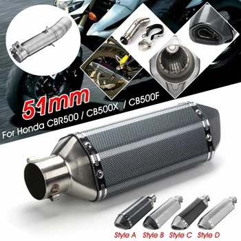 

Motorcycle Exhaust Muffler Pipe Mid Connecting 51mm Stainless Steel For Honda CBR500 CB500X CB500F
