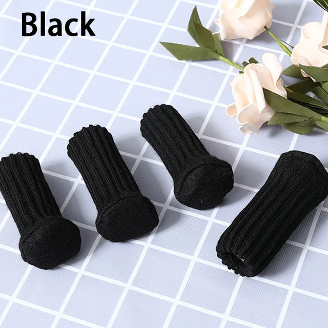4Pcs/Set Table Chair Leg Covers Home Furniture Non-Slip Knitting Floor Protectors Table Chair Knitted Decor Foot Socks Protector Chair Foot Cover