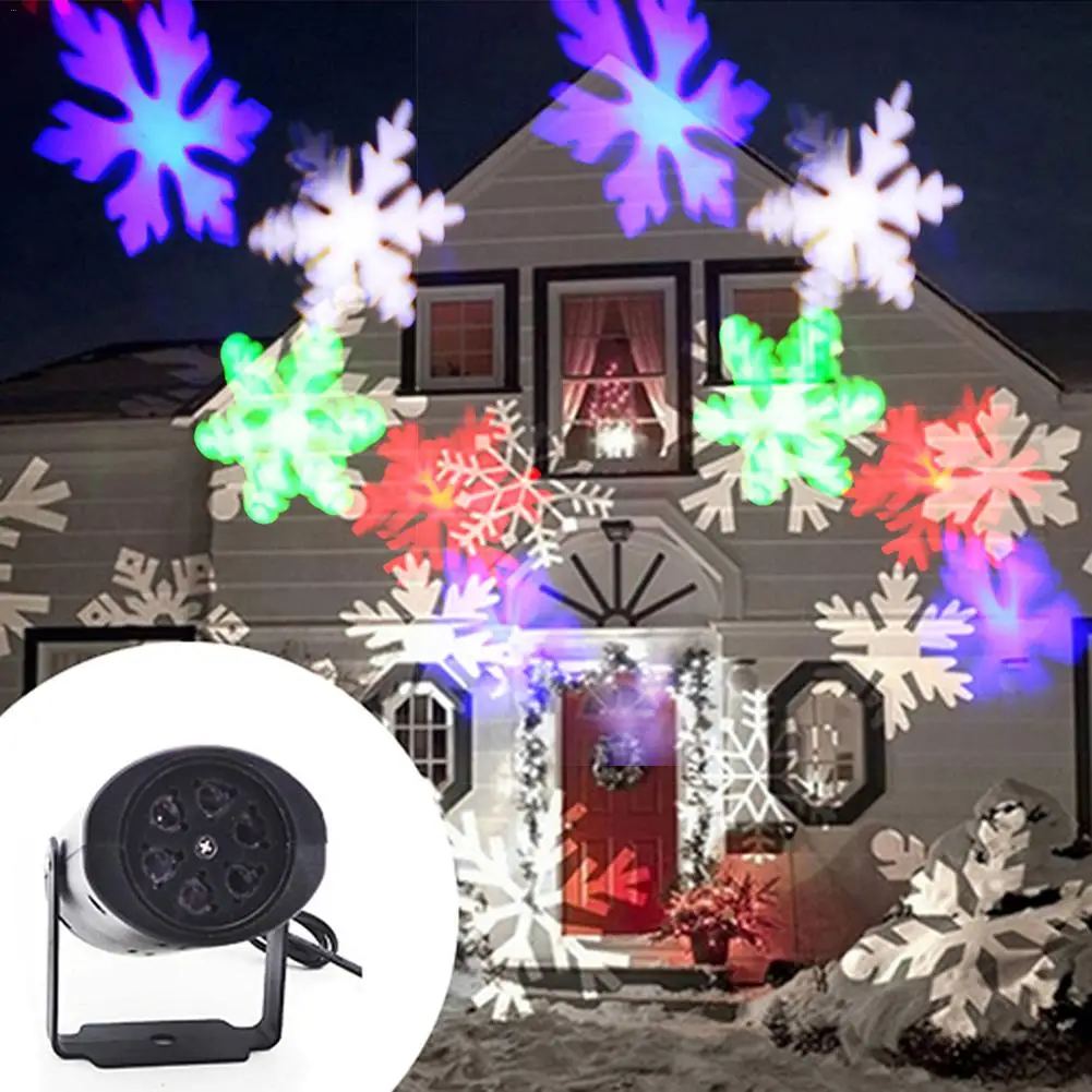 Рождественский светодиодный светильник для проектора, новогодний лазерный проектор в виде снежинки, прожектор для дискотеки, светильник для сцены, водонепроницаемый домашний садовый декор, светильник s