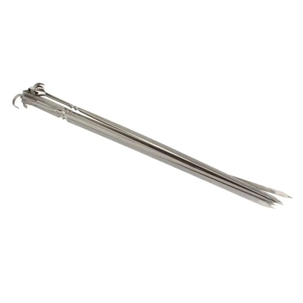 10pcs 스테인레스 스틸 바베큐 바늘 4.5mm 직경 38cm 긴 바베큐 스틱 바베큐 도구 세트 야외 피크닉 가구