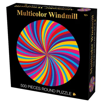 

500pcs Adult Kids Intellectual Game Smooth Colorful Windmill Art Paper Toy Pressure Release Assembly Educational Round Jigsaw