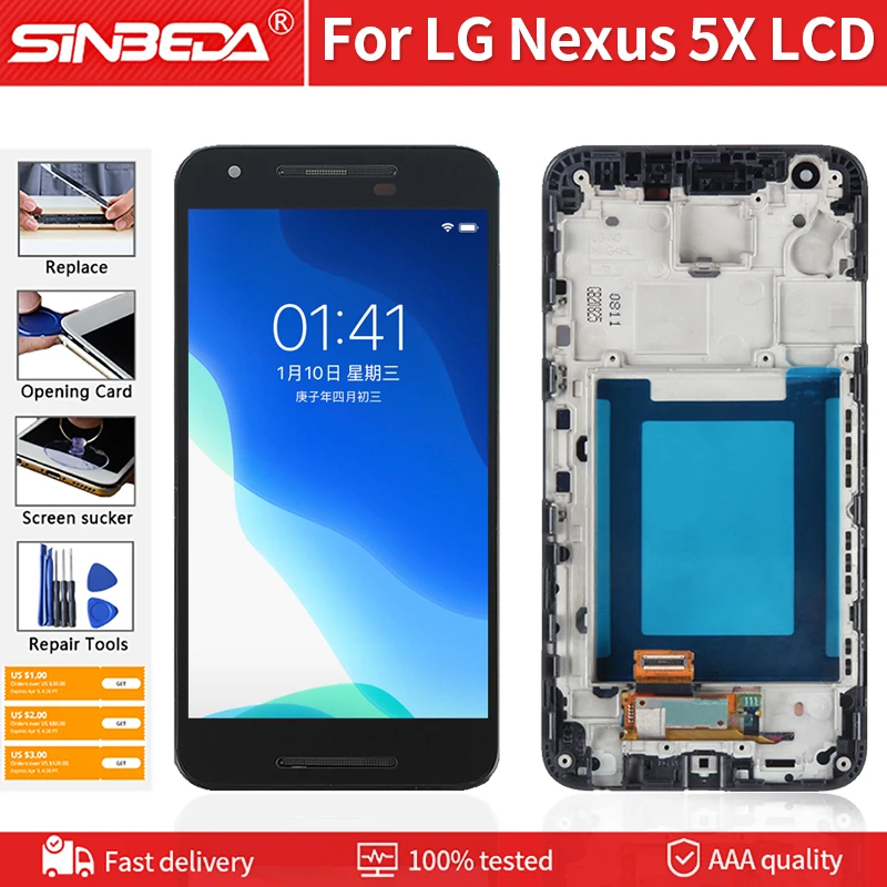 Schermo Lcd Aaa +++ Da 5.2 "Per Lg Nexus 5X H790 H791 H798 Display Lcd Touch Screen Con Cornice Digitizer Assembly Per Nexus 5X Lcd