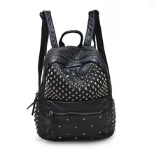Новинка, женский водонепроницаемый рюкзак из искусственной кожи с заклепками, женские рюкзаки для девочек-подростков, женские сумки, черные сумки на молнии
