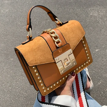 

Fashion Rivet Leather Shoulder Bag Crossbody Bags for Women 2020 Trend Purses and Handbags Luxury Handbags Women Bags Designer