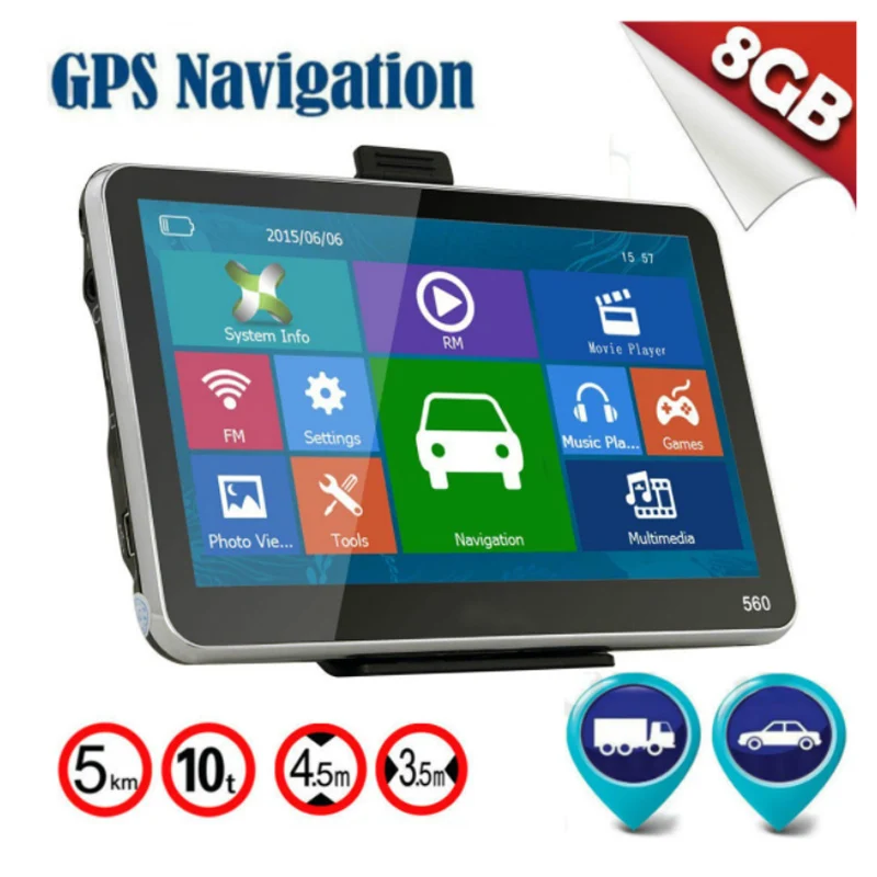 

Vehemo TFT LCD Truck Navigator Car GPS Navigation Video Player with Adapter for Cars Universal Vehicles FM Radio for Music