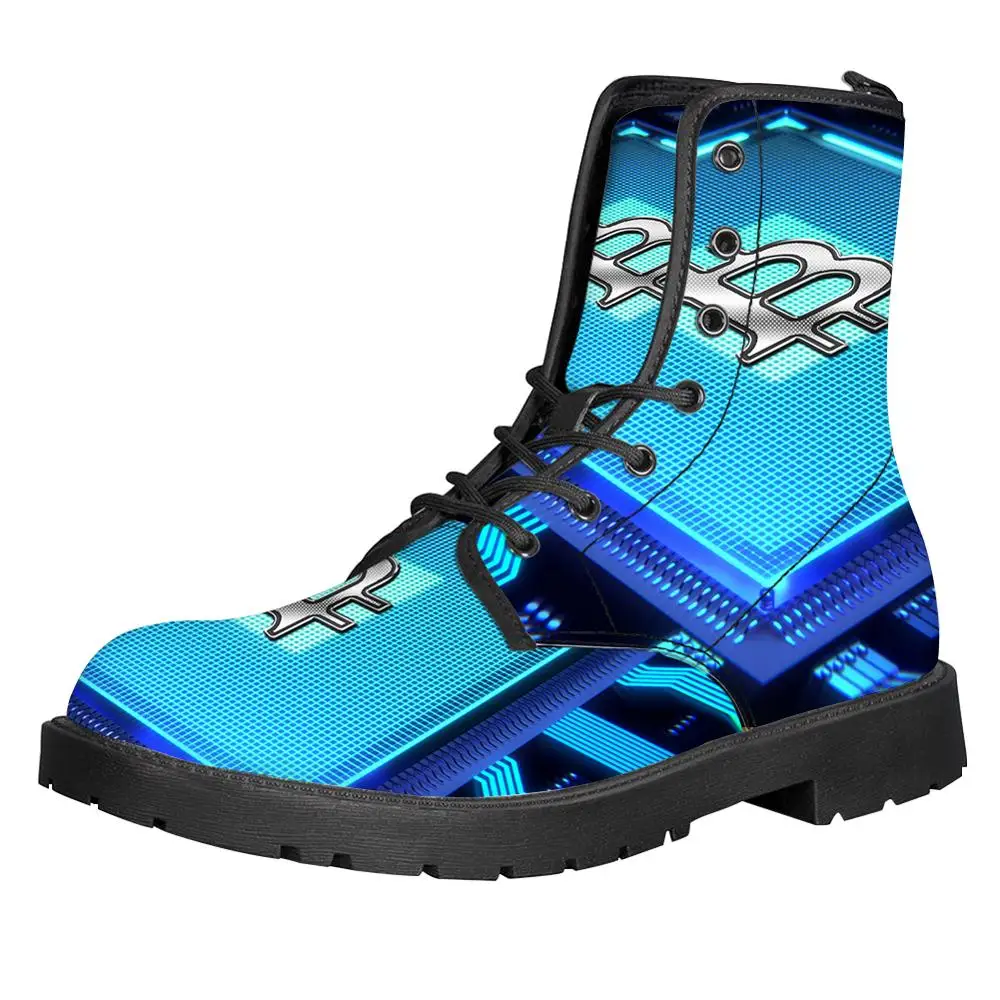 Customized Image LOGO Bitcoin Print Men Boots For Martin Boots Male Shoes Motocycle Boots Warm Ankle Boots Winter Shoes Men Shoe - Цвет: LTFN0044