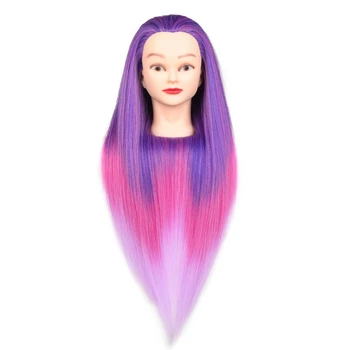 

26inch Colorful Synthetic Hair Mannequin Head For Hairstyling Braiding Practice Thick Smooth Hair Hairdressing Training Head