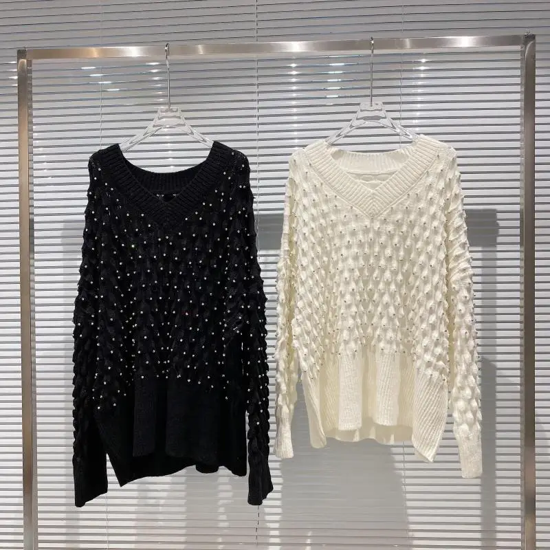 2020 Autumn New Sky Star Rhinestone Shiny V-neck