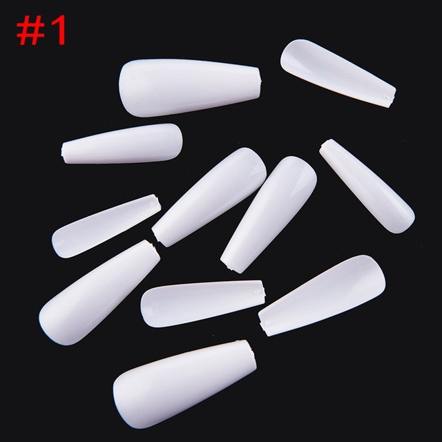 Full Cover Coffin Fake Nails Artificial Press on Nails Long Ballerina Design Clear/Natural/white False Nails Art Tips