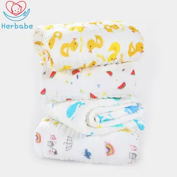 

Herbabe Baby Bath Towel Cotton Muslin Blanket 6 Layers Newborn Infant Wipes Wash Cloths Childred Kids Face Hair Towels 110x110cm