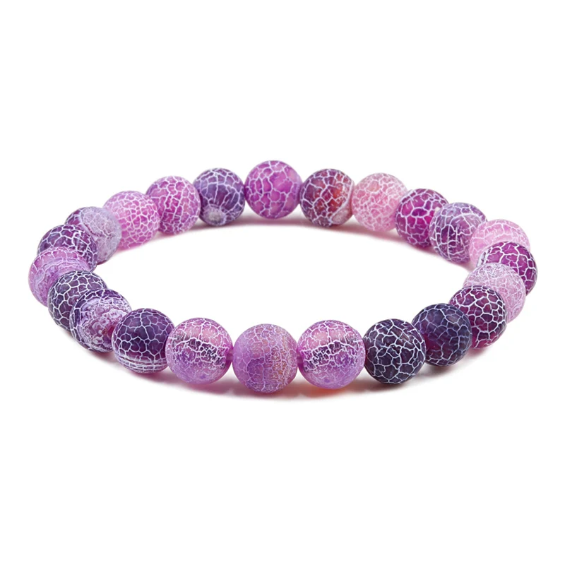 8mm Purple 6 мм 8 мм 10 мм натуральный цветной Состаренный камень браслеты для женщин и мужчин трещин масло диффузор бусины Браслет Подвески прядь ювелирный подарок - Окраска металла: 8mm Purple