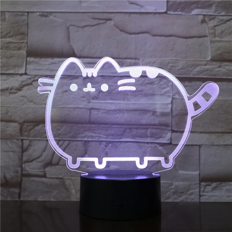 Fat Cat 3D ночник животное сменный настроение лампа светодиодный 7 цветов USB Иллюзия Настольная лампа для дома декоративная как подарок игрушка для малыша 2849