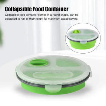 

Food Storage Container Reusable Healthy Meals Collapsible Portable Adult Kids Bento Lunch Box 3 Compartments School Office