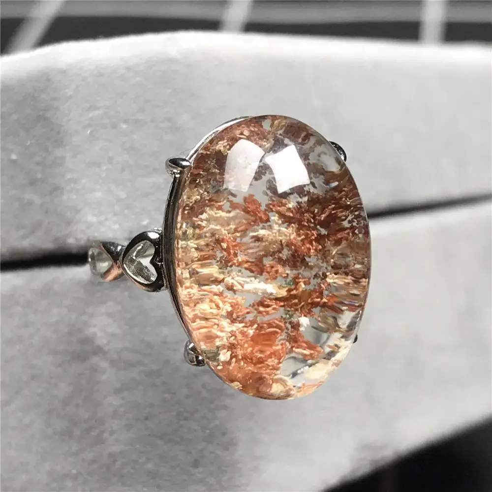 Настоящее натуральное красочное кольцо Phantom Quartz для женщин и мужчин с кристаллами 18x13 мм, садовое привидение, лучший подарок, регулируемое кольцо, ювелирное изделие AAAAA