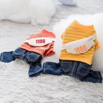 

Jacket Coat Dog Clothes Jumpsuits Stripe Dogs Clothing Small Pet Outfits Cute Spring Autumn Yorkies Yollow Boy Ropa Para Perro