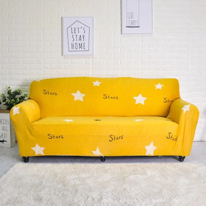 Чехол для дивана эластичный для гостиной эластичное кресло чехол с рисунком 1/2/3/4 места - Цвет: Yellow Star
