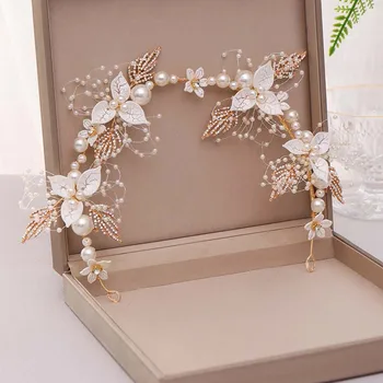 

FORSEVEN Women Girl Bride Noiva Wedding Party Hair Jewelry Crystal Simulated Pearls Flower Leaf Tiaras Headband Headpieces