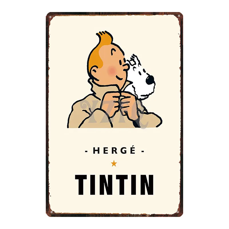 Tintin мультфильм металлическая жестяная вывеска потертый шик стены Детская комната кофе магазин домашнего искусства ремесло Тики Бар Декор 30X20 см DU2993