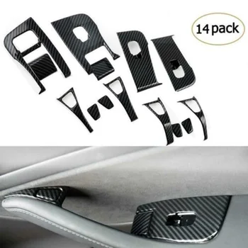 

Replacement Door Lock Window Parts Switch Cover Carbon Fiber Black Dustproof New