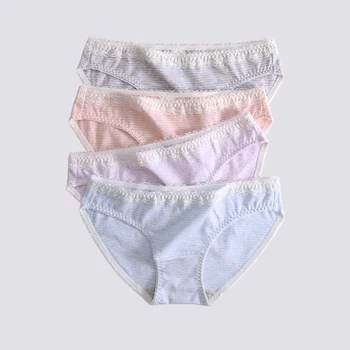 

3pcs Lot New Women's Soft Cotton Panties Candy Color Striped Breathable Underwear Girls Seamless Sexy Lace Briefs