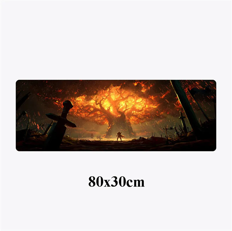 Черный Битва за Azeroth коврик для мыши 80x30 см большой резиновый для долговечной игры геймерский коврик для мыши ноутбук стол коврик Блокировка края клавиатуры pad - Цвет: Черный