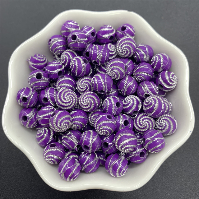 8mm Acrylic Spacer Beads Carving Vortex Loose Round Shape Beads For Jewelry Making