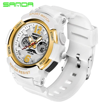 

SANDA White Women Sports Quartz Watches Women Waterproof Girl boy Jelly Watches Rosegold Swimming reloj mujer relogio feminino