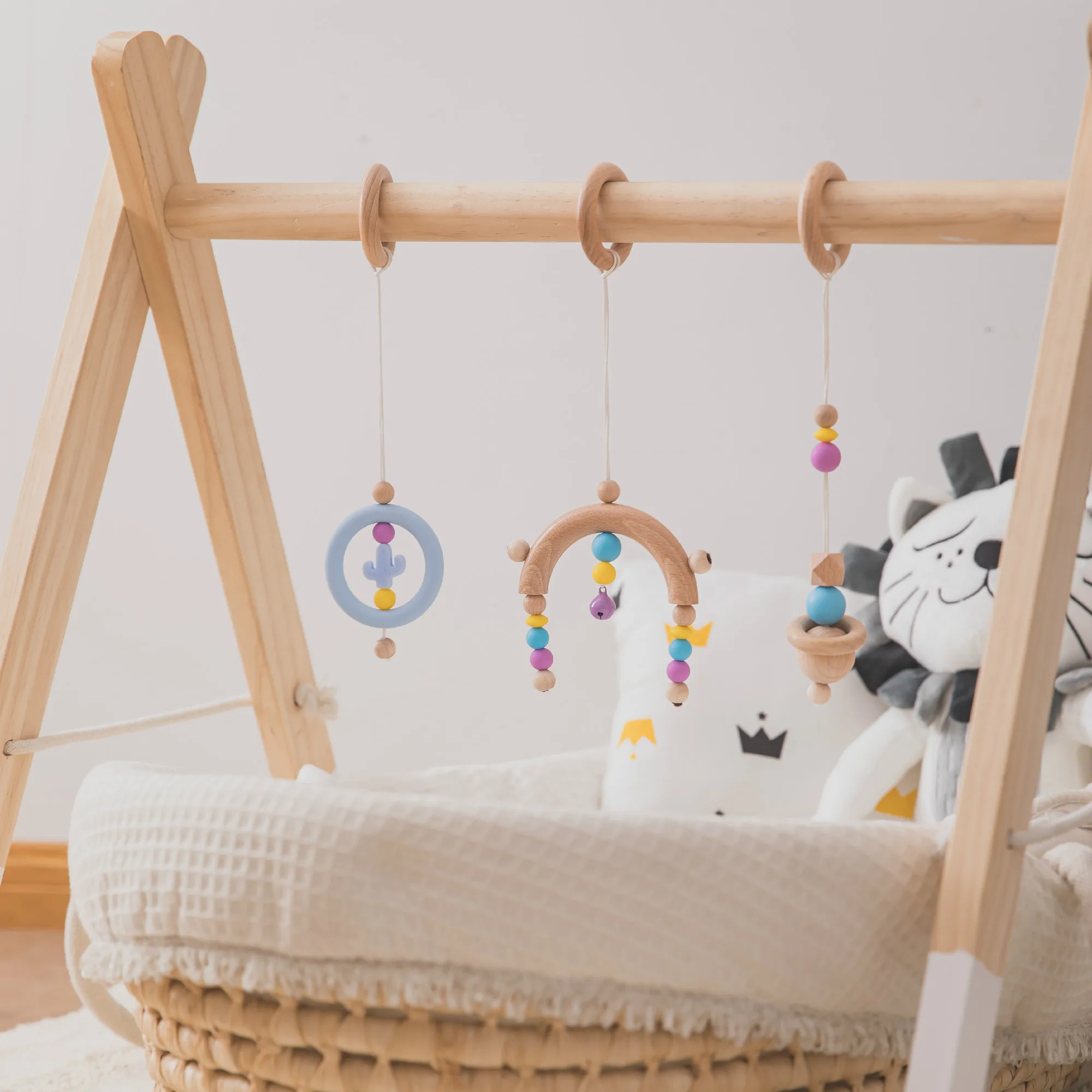 

3PCS/Set Baby Rattle Toys 0-12 Months Bed Stroller Baby Mobile Hanging Rattles Newborn Wood Animal Chain Toys for Baby Gifts