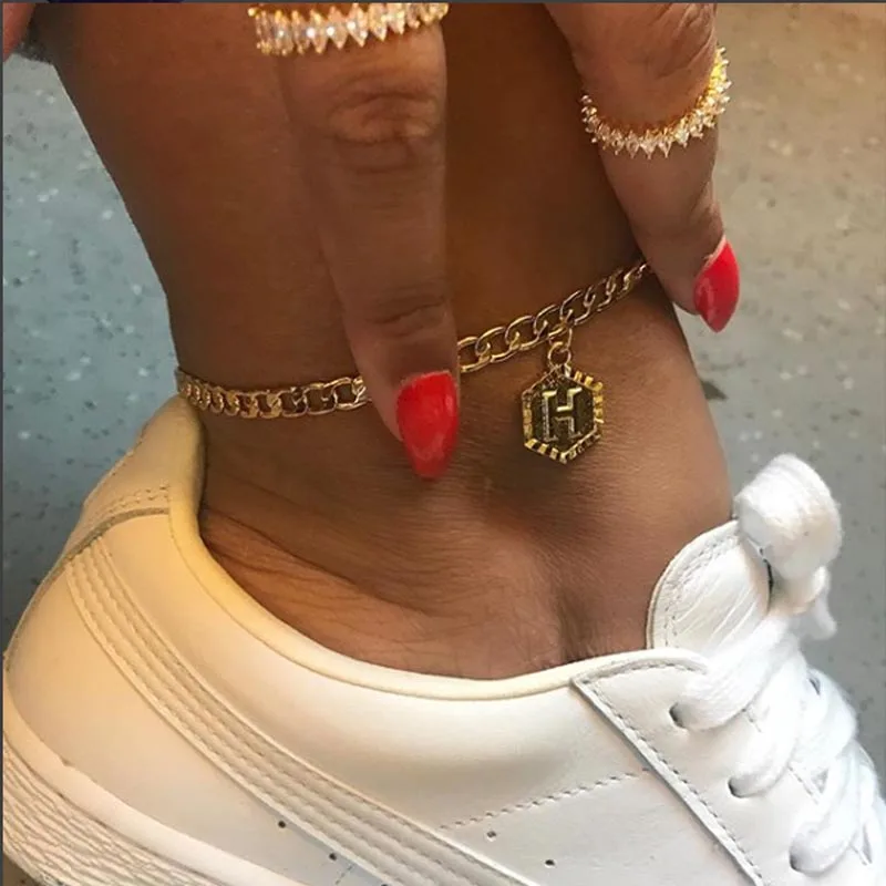 A-Z Initial Letter Anklet For Women Stainless Steel Anklets 21cm + 10cm Extender Gold Chain Alphabet Foot Accessories Jewelry A-Z Initial Letter Anklet For Women Stainless Steel Anklets 21cm + 10cm Extender Gold Chain Alphabet Foot Accessories Jewelry